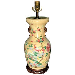 Vase en faïence craquelée chinoise du 19ème siècle comme lampe