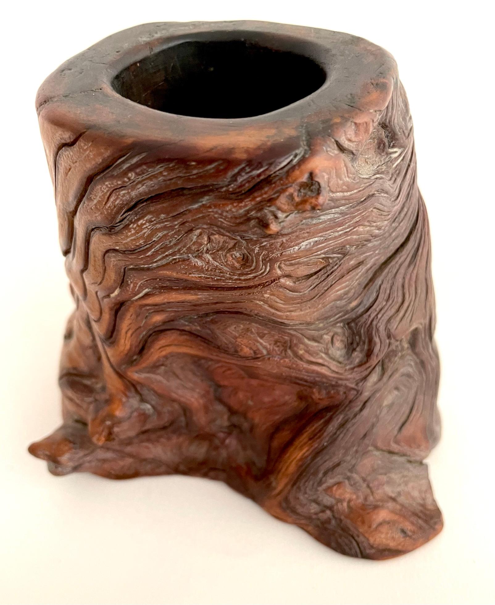 19th Century Chinese Cypress Root Brush Pot For Sale 2