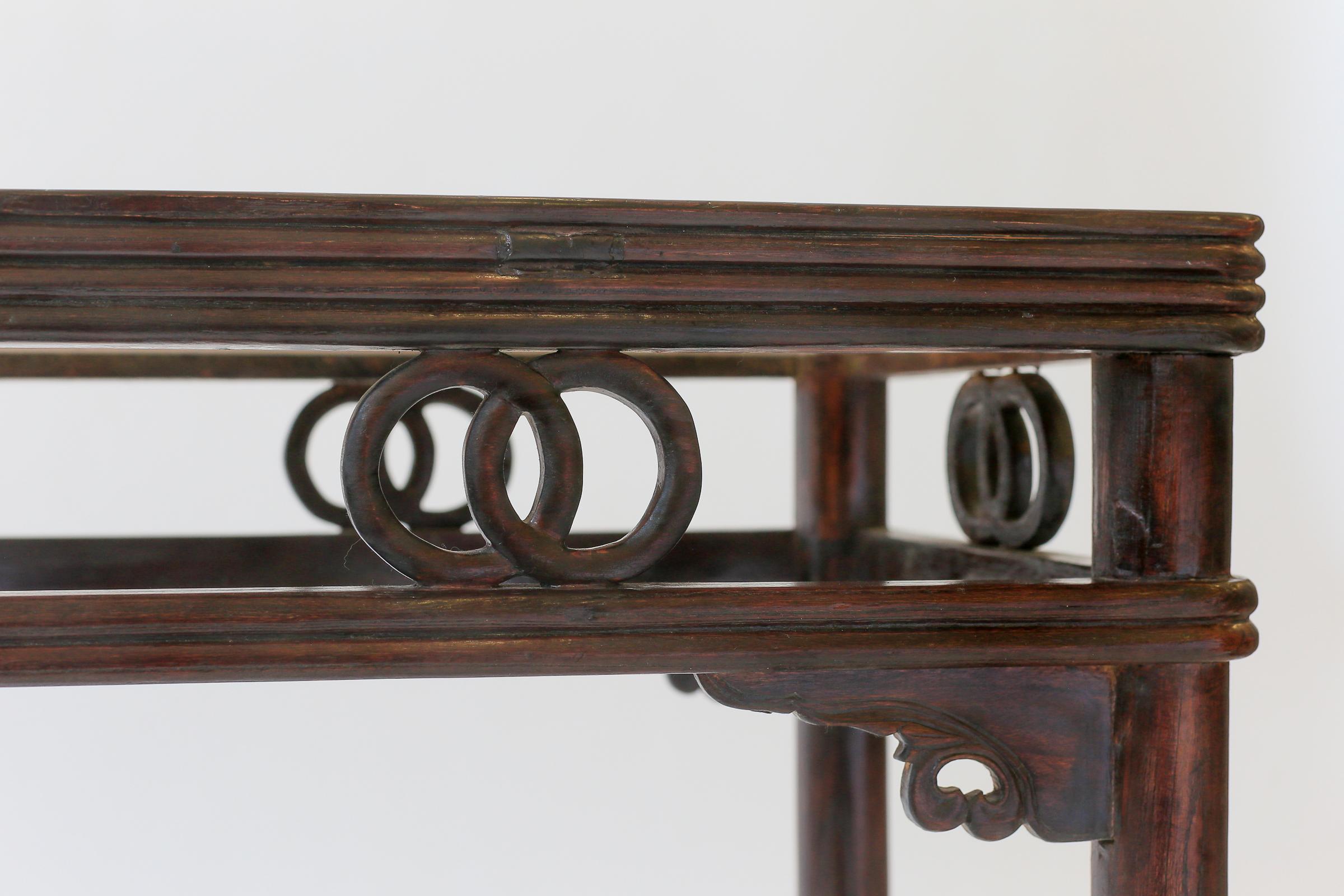 19th century Chinese Dark Hardwood Console table In Good Condition For Sale In New York, NY