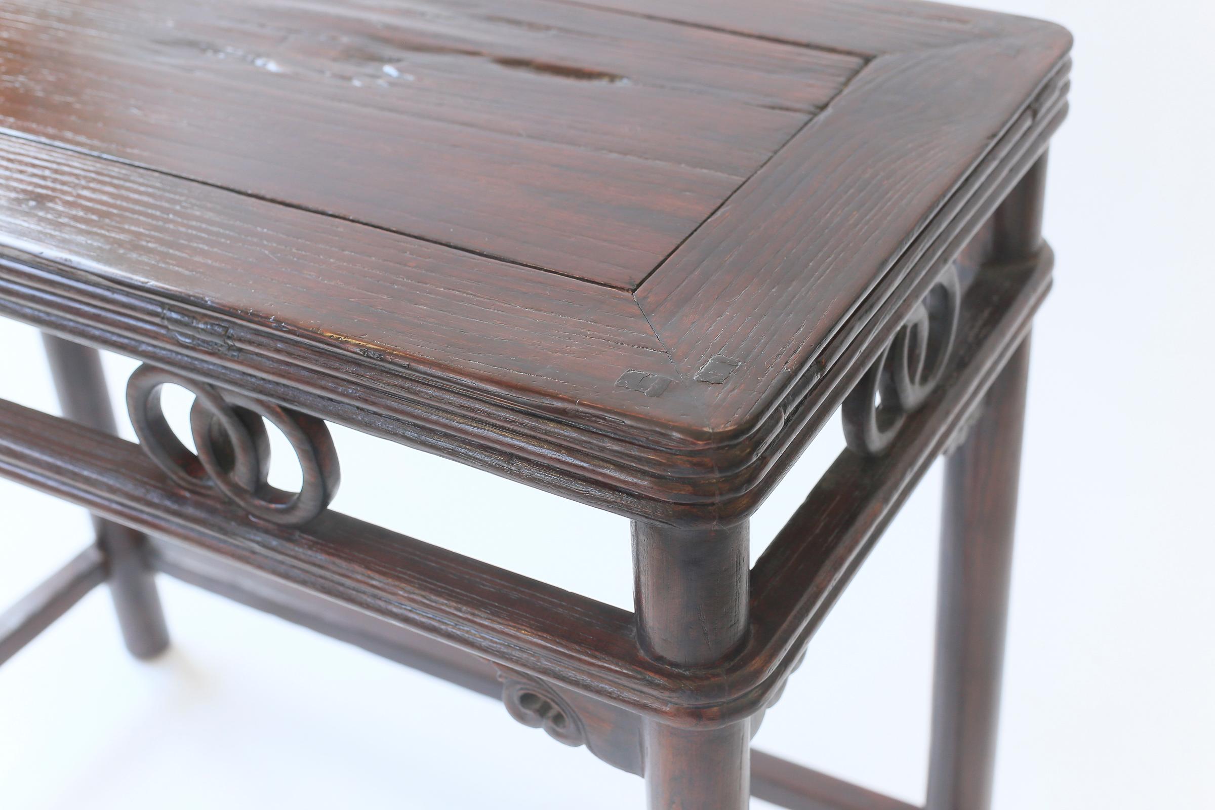 Wood 19th century Chinese Dark Hardwood Console table For Sale