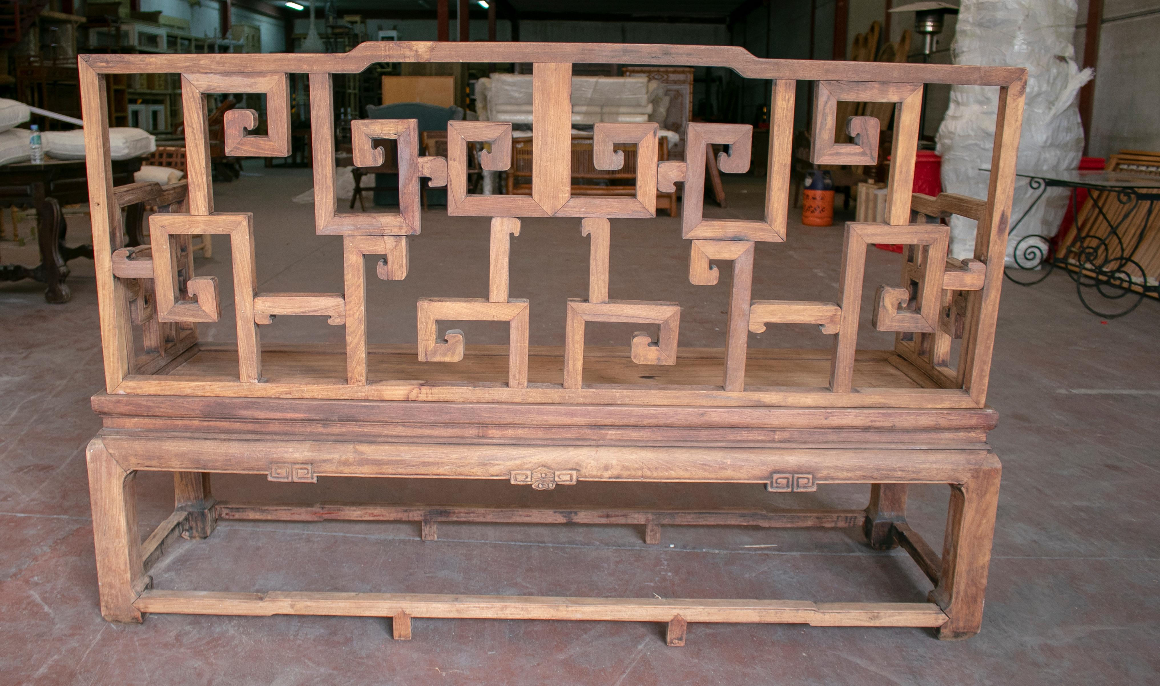 19th Century Chinese Detachable Rosewood Seating Bench In Good Condition For Sale In Marbella, ES