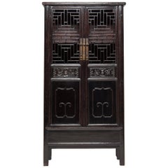 Antique Chinese Diamond Lattice Display Cabinet, c. 1850