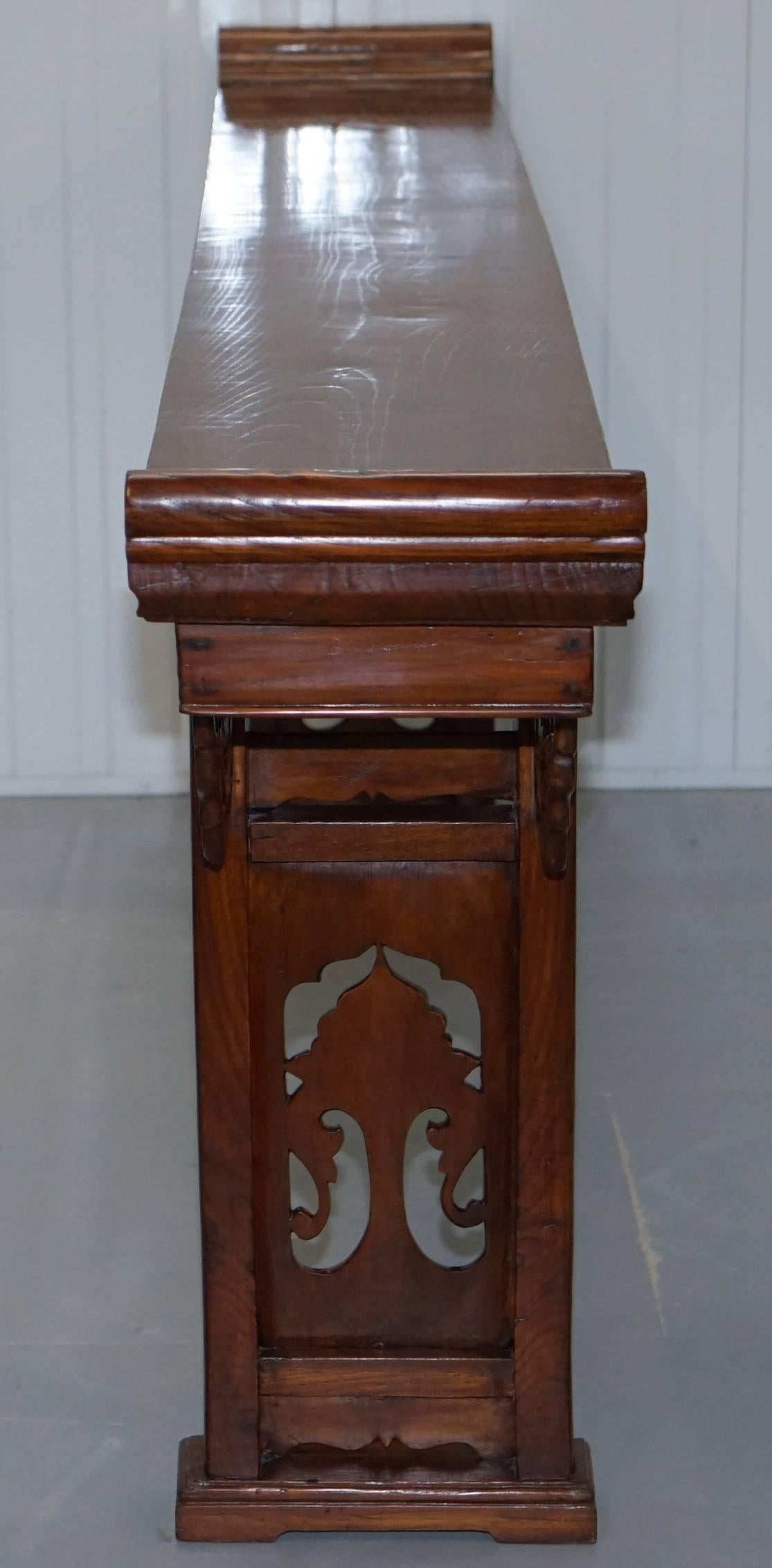 19th Century Chinese Elm Alter Table with Dragon Carved Detailing Large Ornate 13
