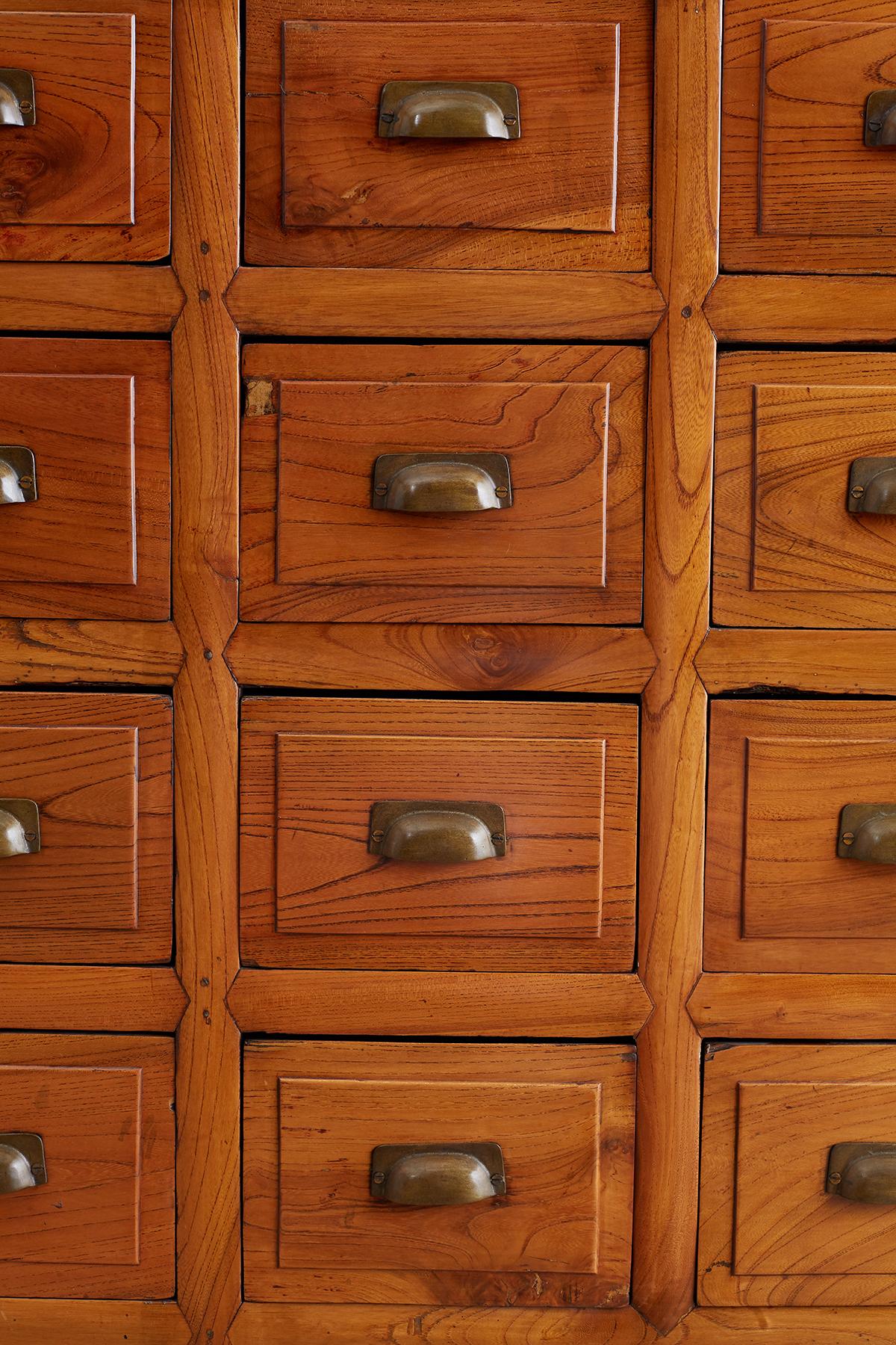 19th Century Chinese Elm Apothecary Cabinet Chest 8