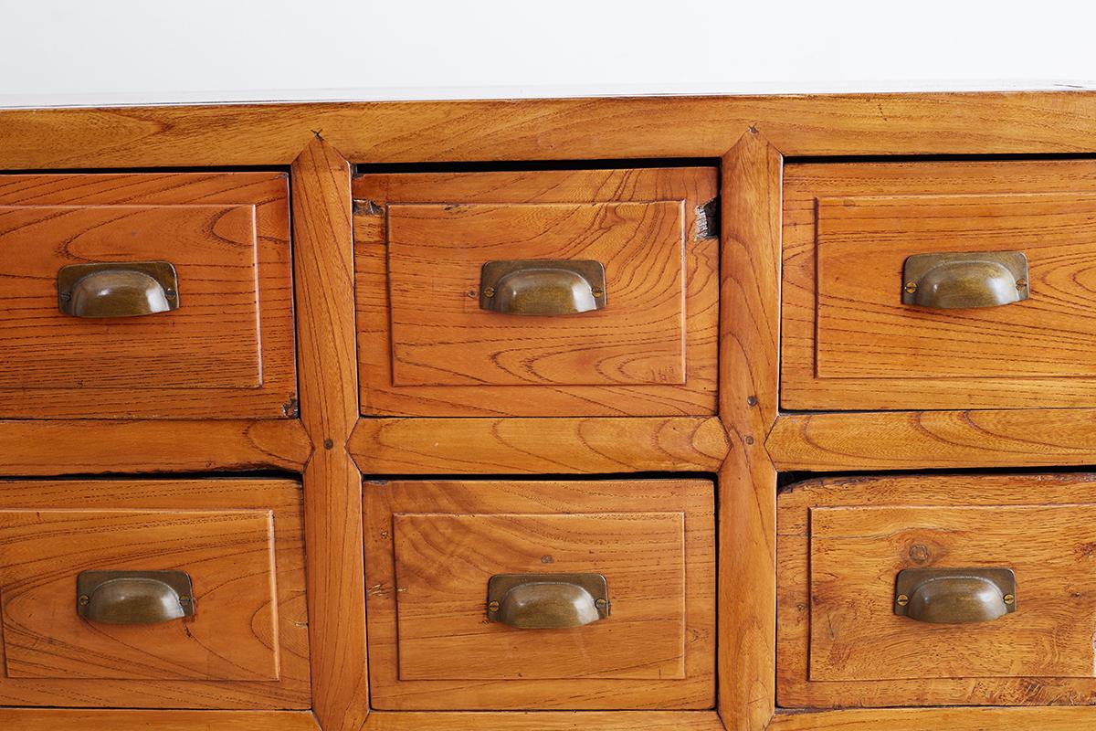 19th Century Chinese Elm Apothecary Cabinet Chest 9