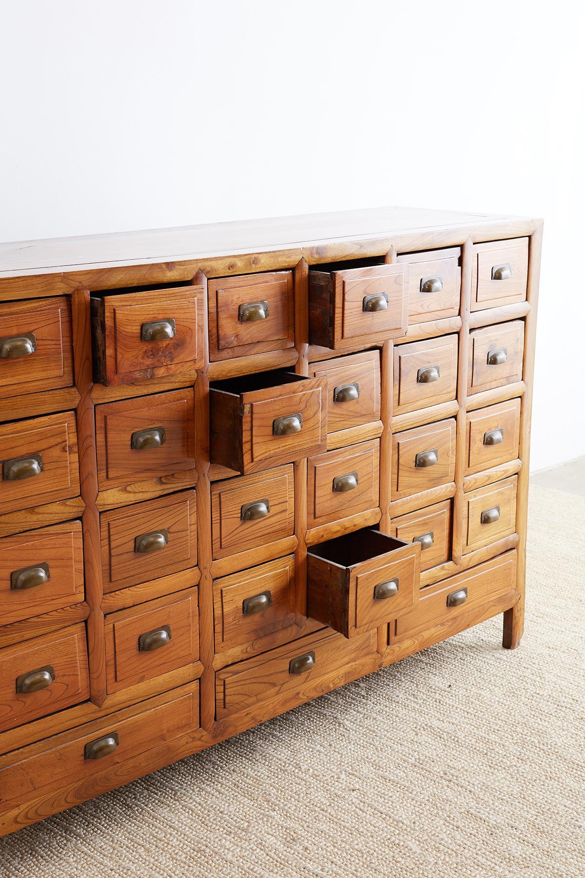 19th Century Chinese Elm Apothecary Cabinet Chest 10