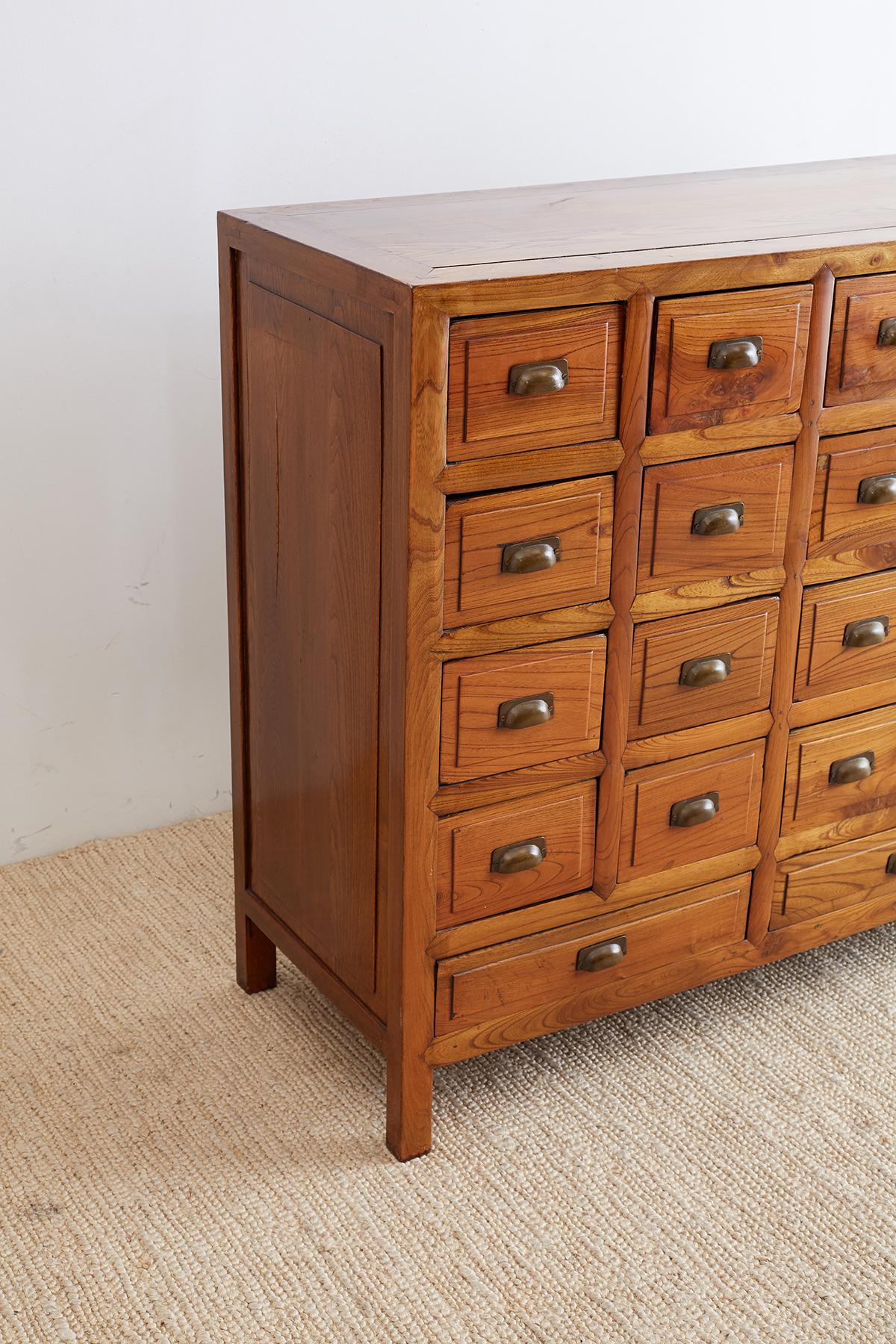 19th Century Chinese Elm Apothecary Cabinet Chest In Good Condition In Rio Vista, CA