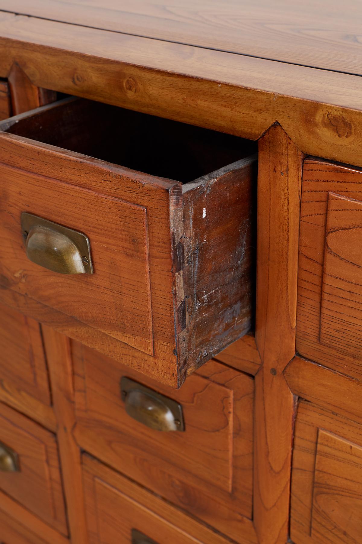 19th Century Chinese Elm Apothecary Cabinet Chest 1