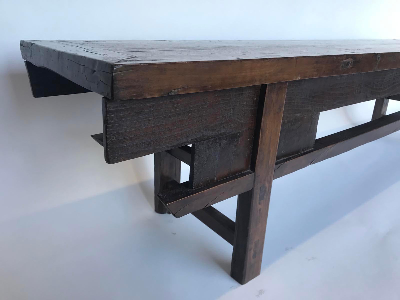 19th Century Chinese Elm Bench For Sale 7
