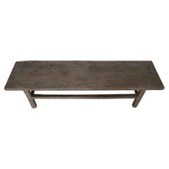19th Century Chinese Elm Bench Long Provincial Wooden Bench with Rich Patina