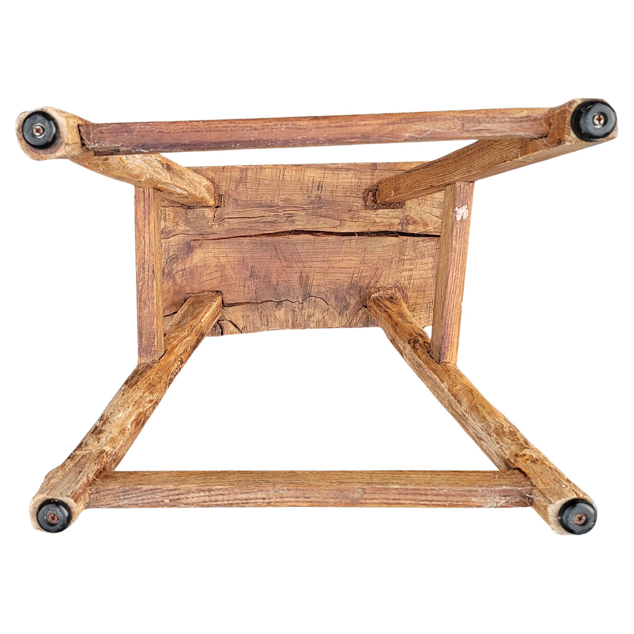 19th Century Chinese Elm Rustic Farmhouse Primitive Brutalist Stool In Good Condition For Sale In Germantown, MD