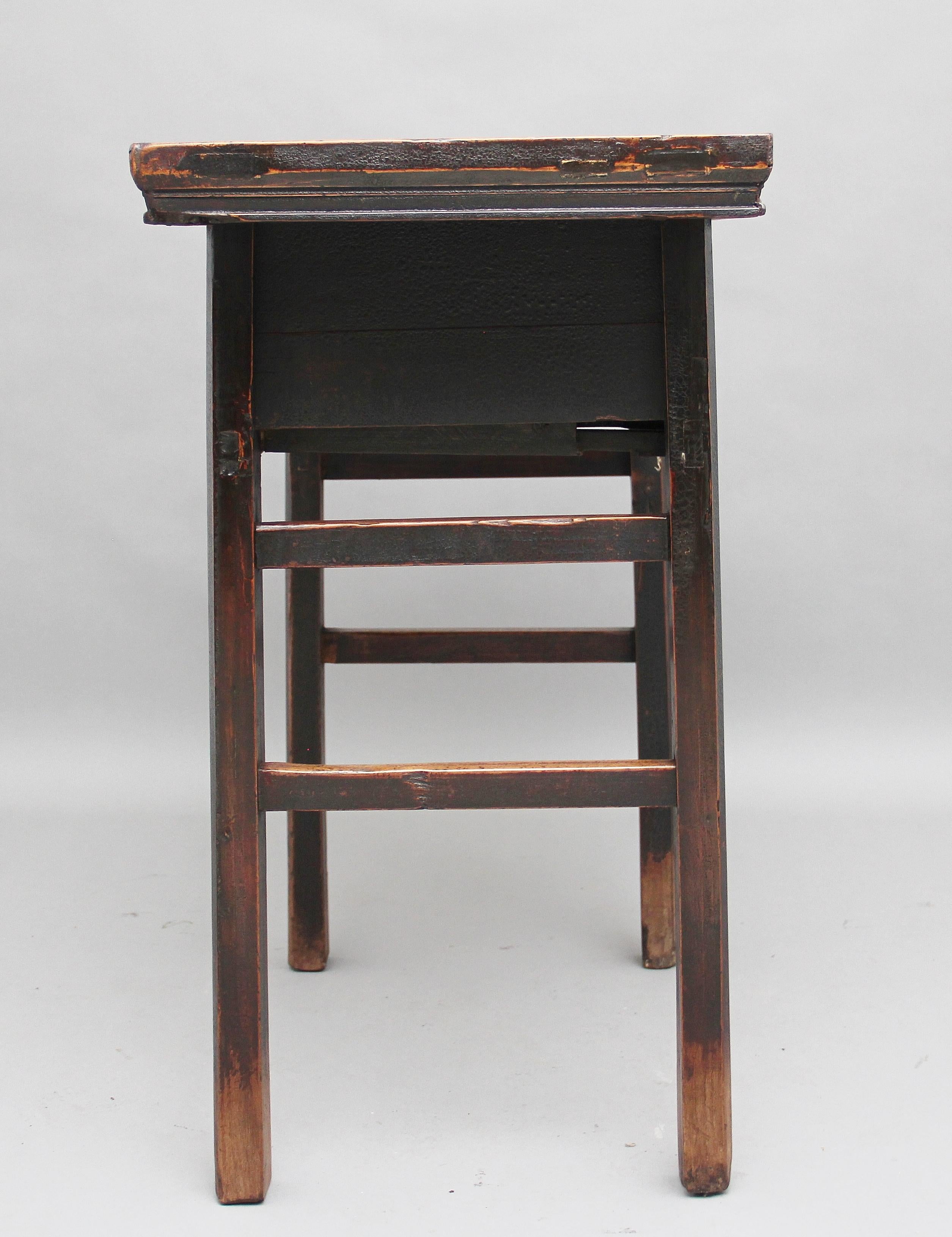 Late 19th Century 19th Century Chinese Elm Side Table For Sale