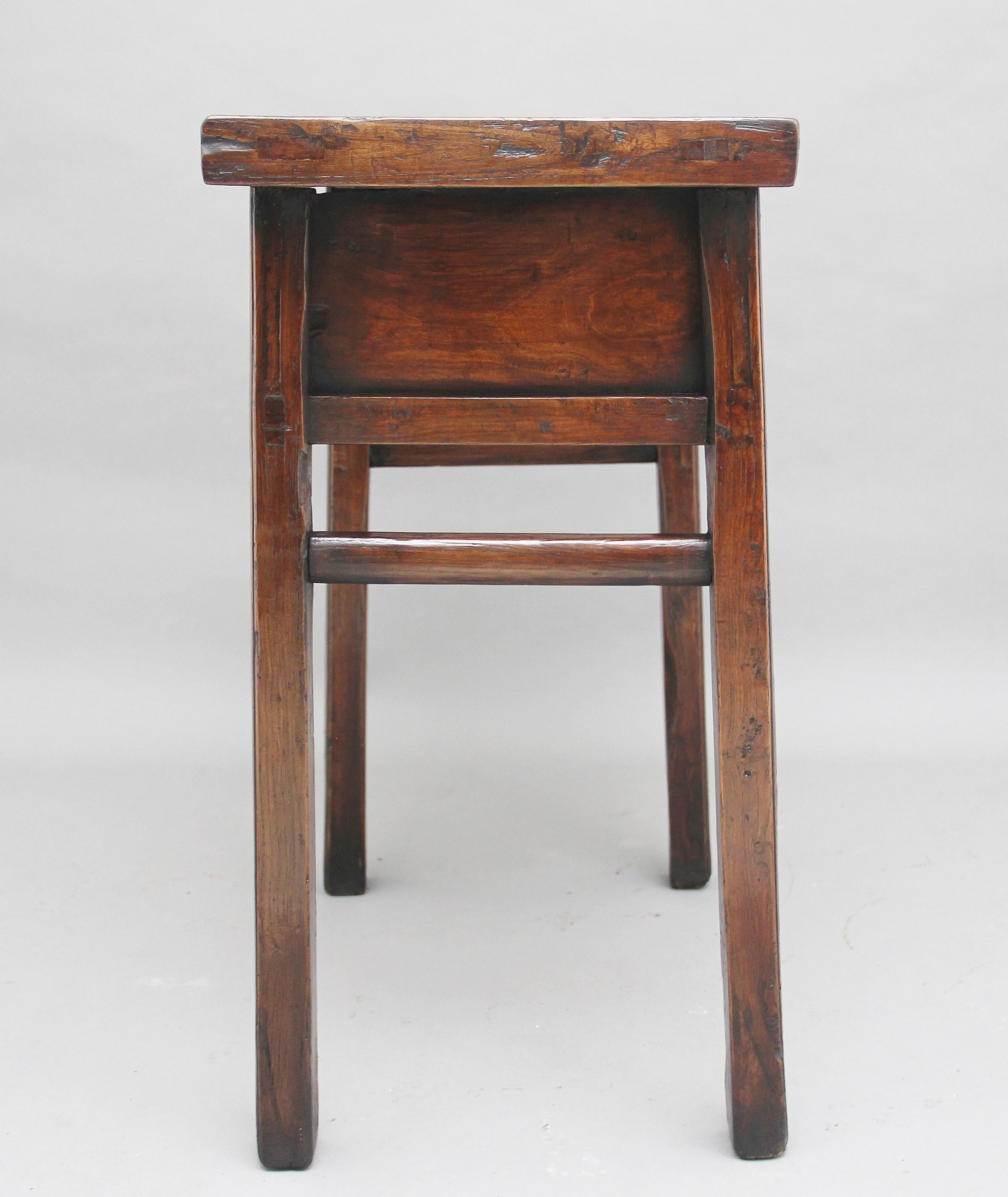19th Century Chinese Elm Side Table 4