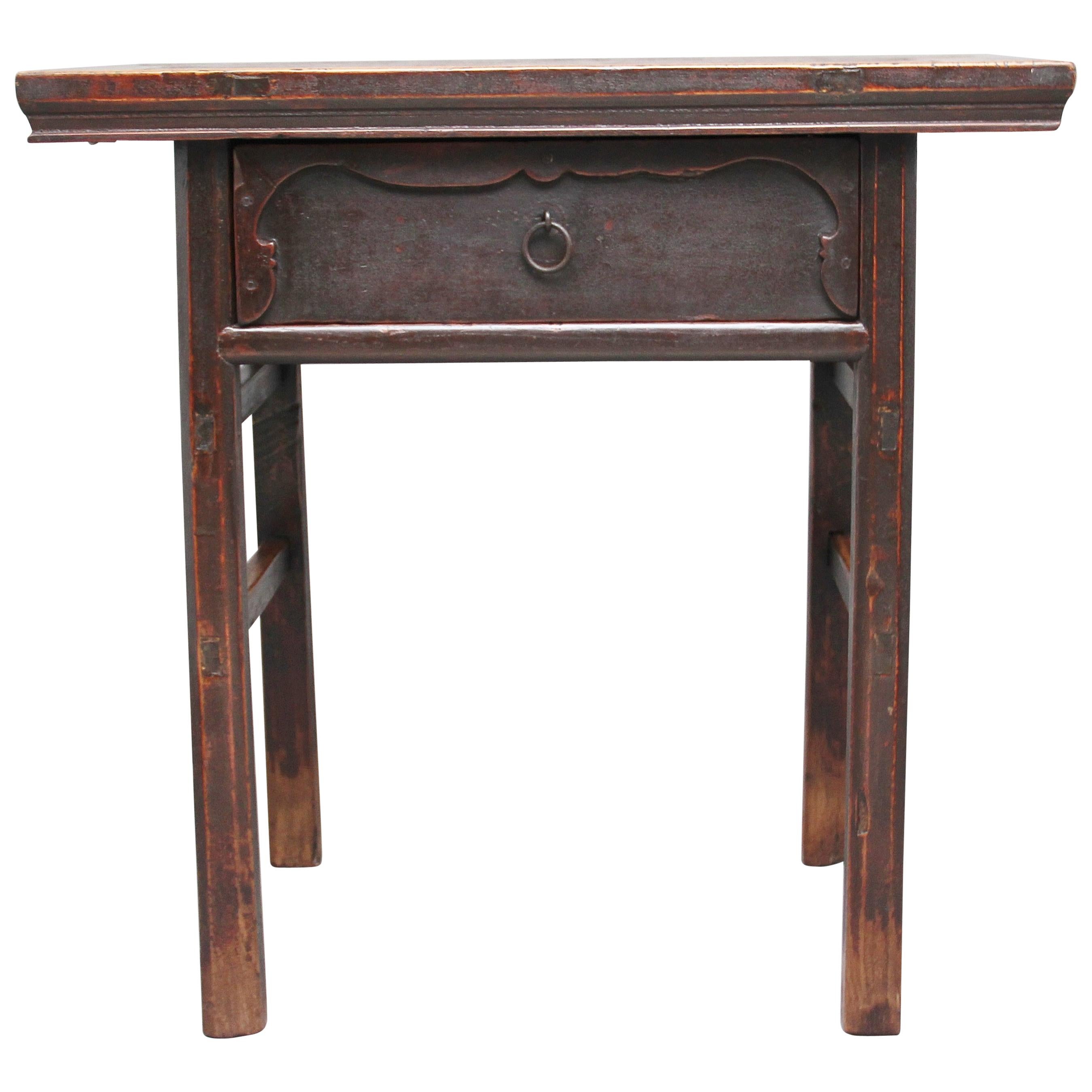19th Century Chinese Elm Side Table For Sale