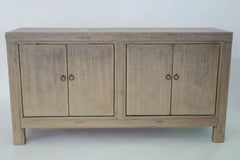 19th Century Chinese Elm Sideboard  Bleached Rustic Cabinet with Four Doors