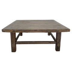 Antique 19th Century Chinese Elm Square Coffee Table – Rustic Provincial Charm
