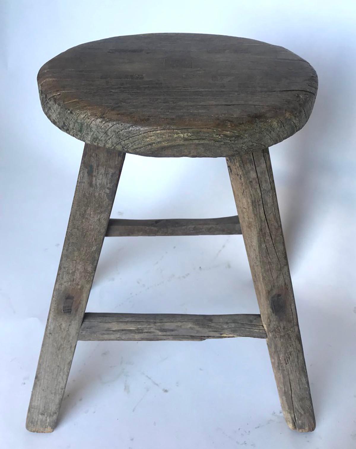 Rustic 19th Century Chinese Elm Stool- only the one on the left available