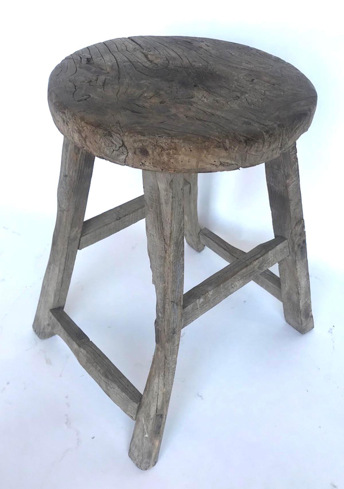 19th Century Chinese Elm Stools In Good Condition In Los Angeles, CA