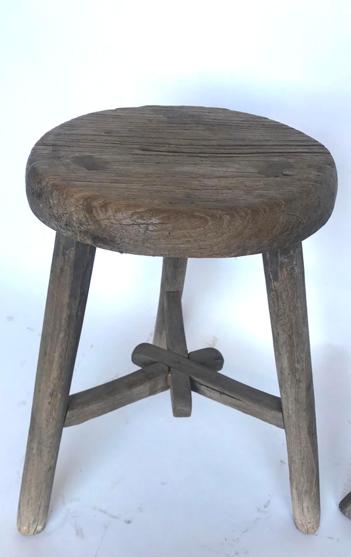 19th Century Chinese Elm Stools In Good Condition In Los Angeles, CA