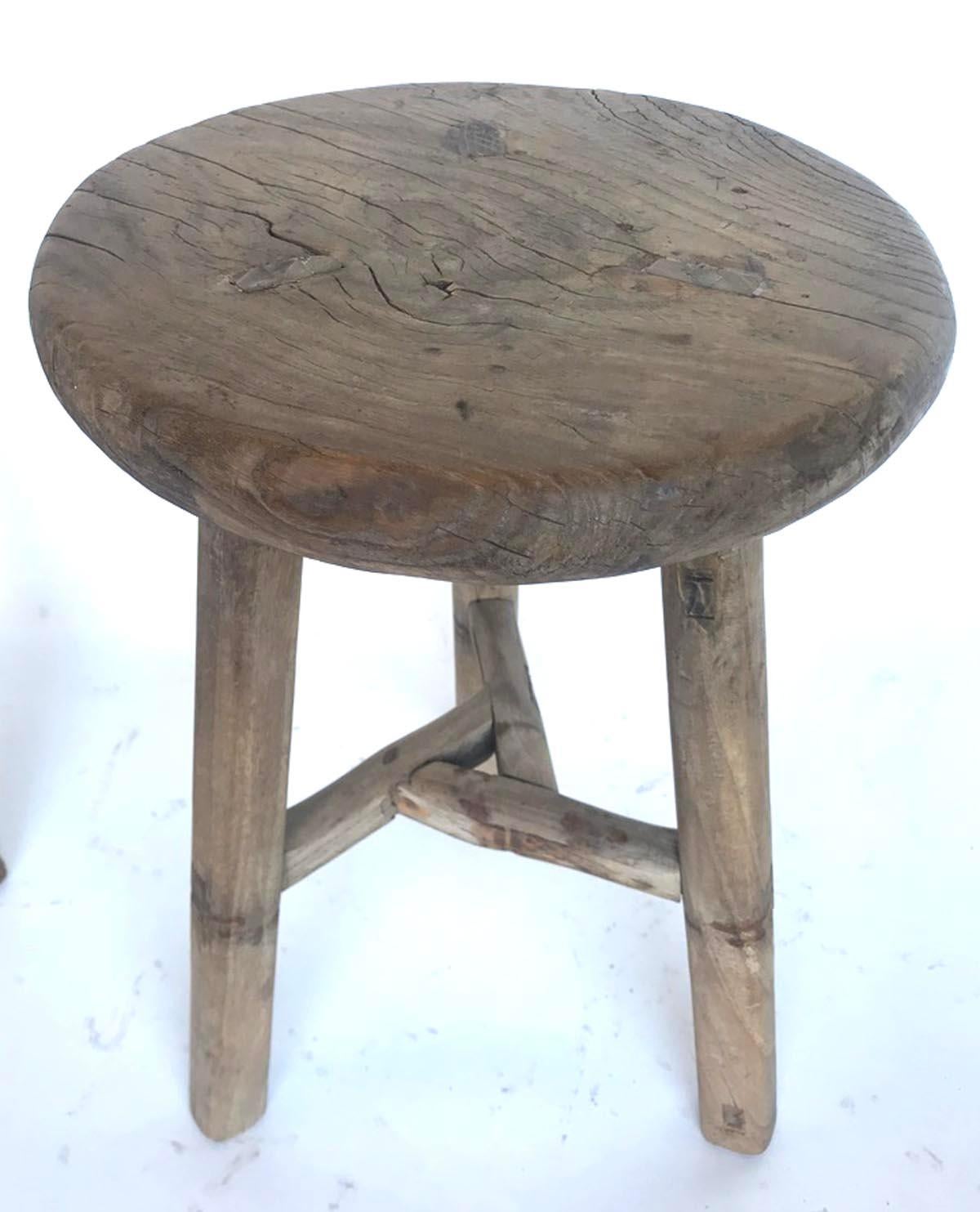19th Century Chinese Elm Stool- only the one on the left available 1