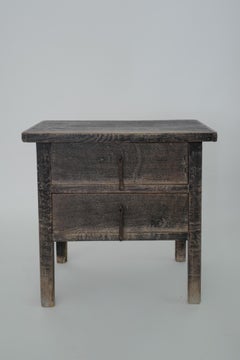 19th Century Chinese Elm Two Drawer Cabinet Antique Bedside Table