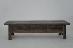 19th Century Chinese Elm Wood Low Cabinet with Three Drawers
