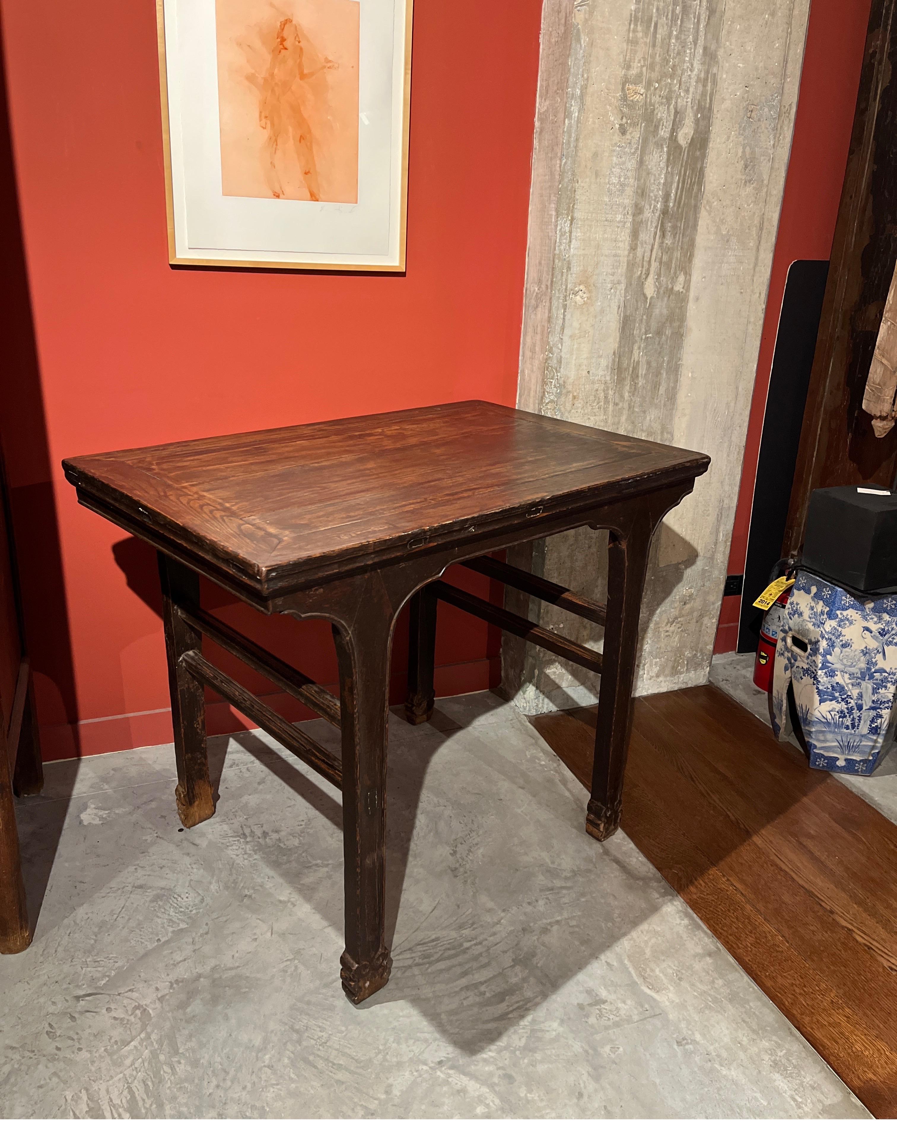 19th Century Chinese Elm Wood Wine Table For Sale 8