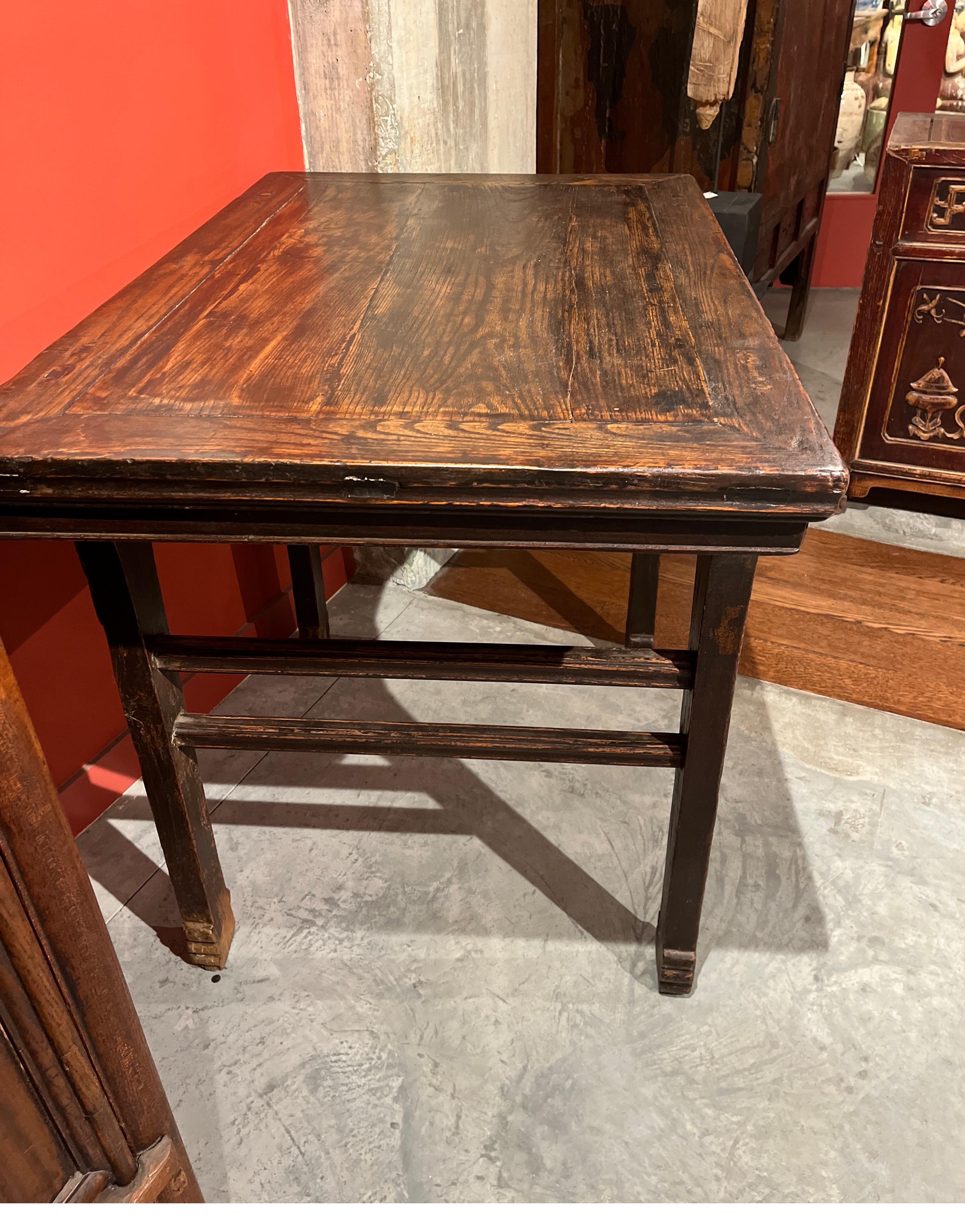 19th Century Chinese Elm Wood Wine Table For Sale 9