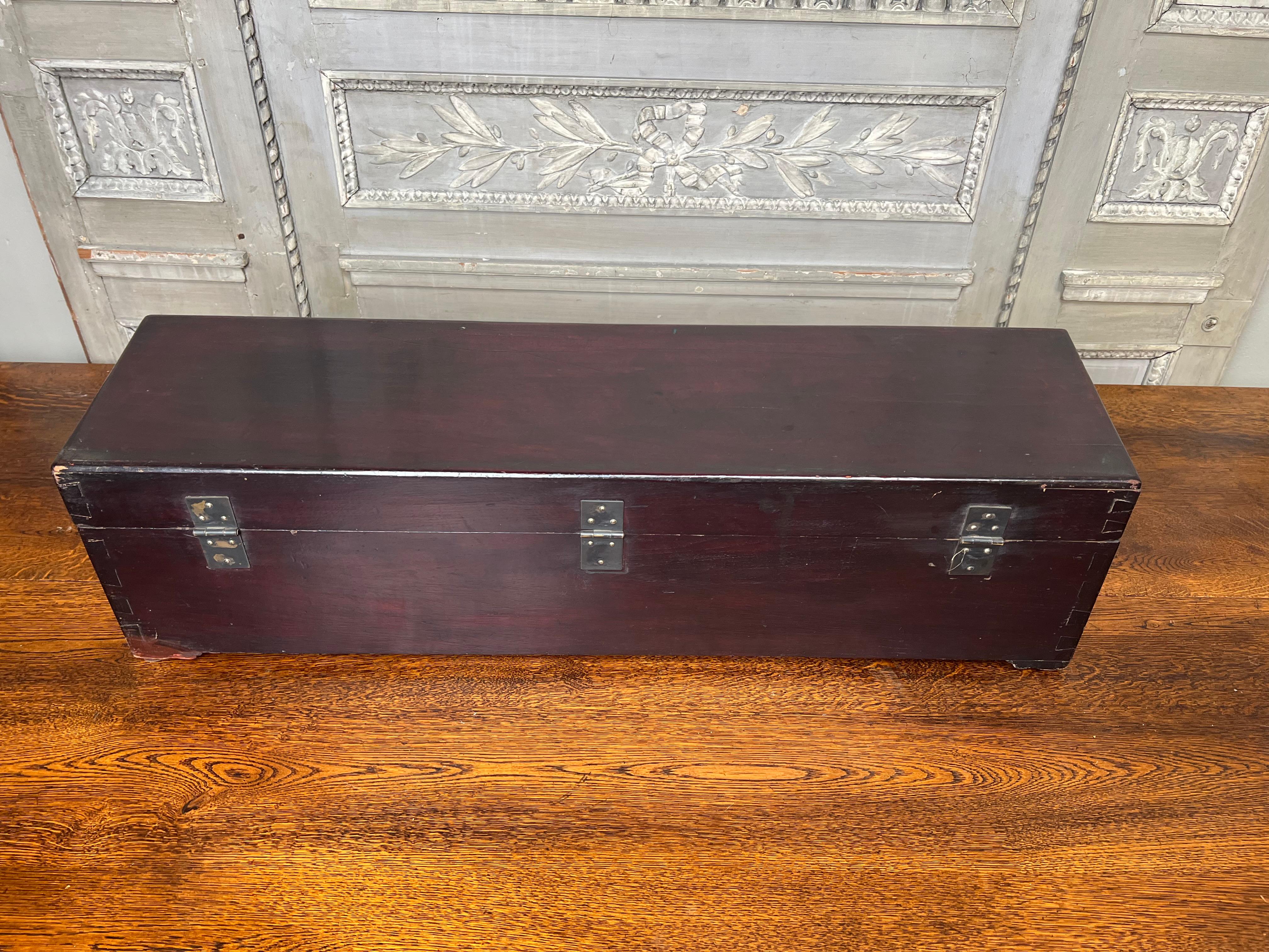 Qing 19th Century Chinese Elmwood Box with Canted Corners For Sale