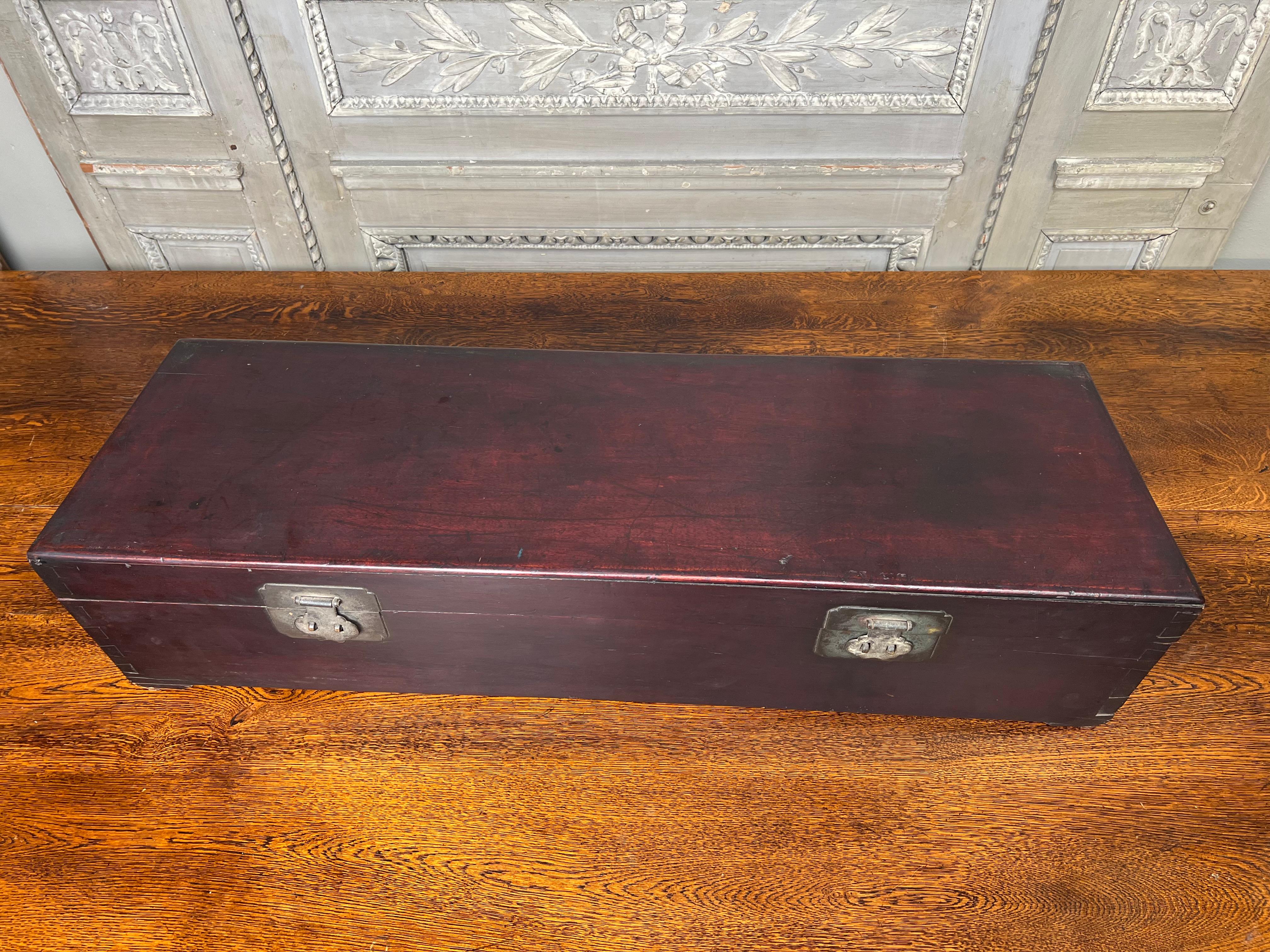 19th Century Chinese Elmwood Box with Canted Corners For Sale 1