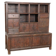 Vitrina china de madera de olmo del siglo XIX