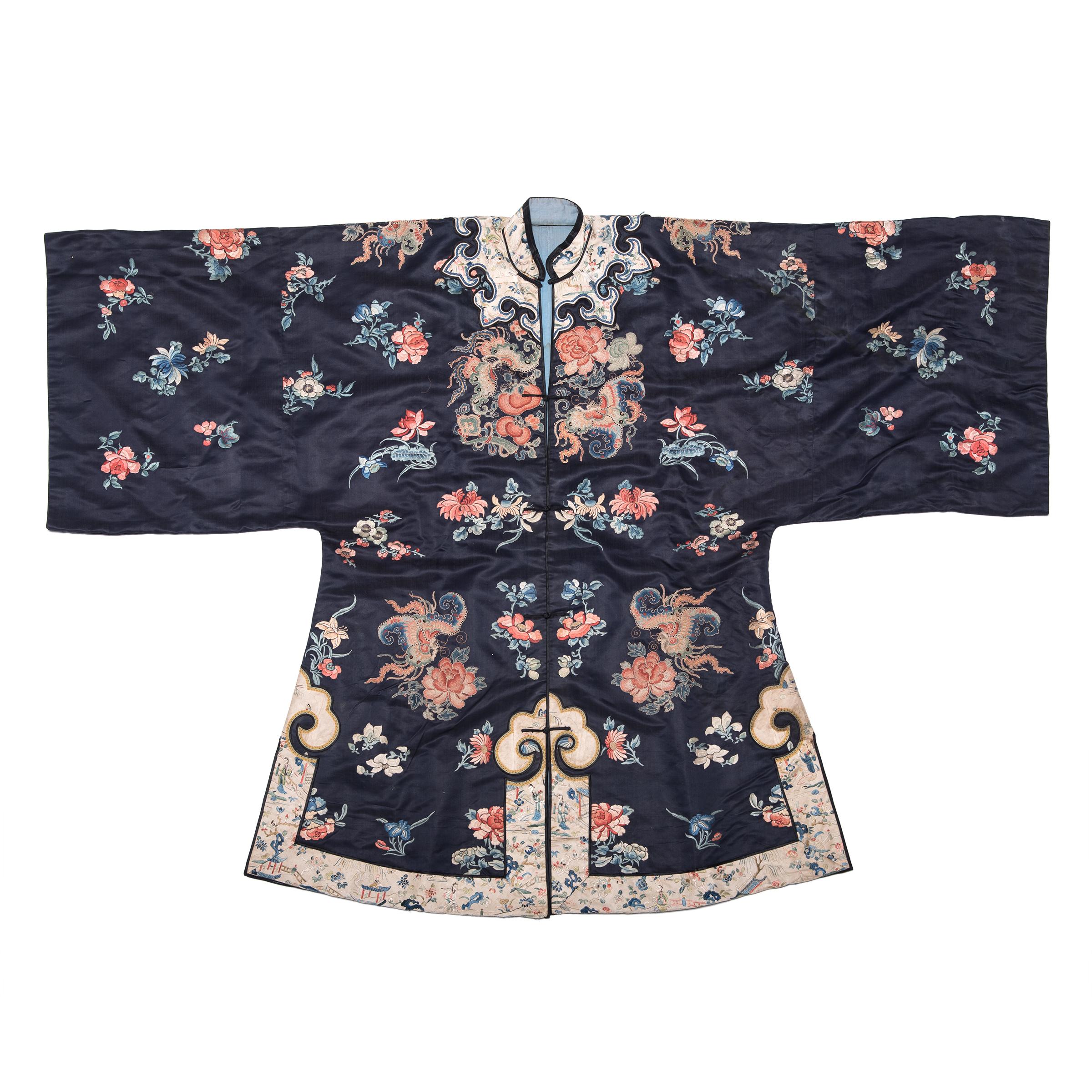 When the Qing-dynasty woman who wore this lovely jacket entered a room, people would instantly have recognized her status and rank based on the materials and decoration of her garment. So keen was the period on sartorial significance that clothing