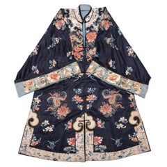 Vintage 19th Century Chinese Embroidered Silk Ladies Butterfly Short Robe