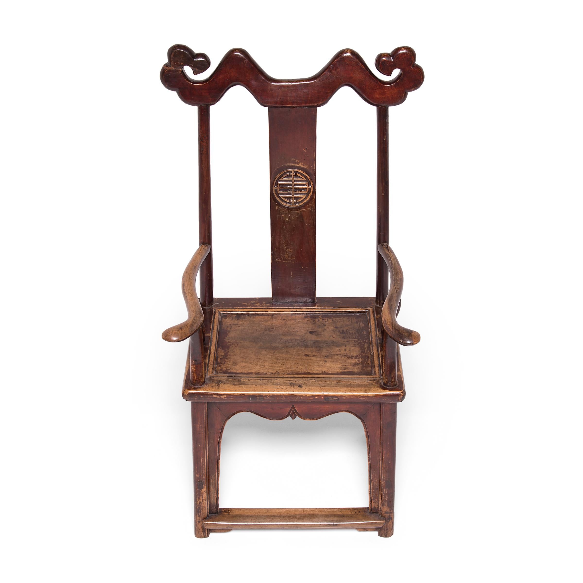 Qing Chinese Cloud-Form Emperor Chair, c. 1850