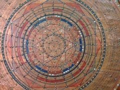 19th Century Chinese Etched Painted Compass Sunburst Medallion