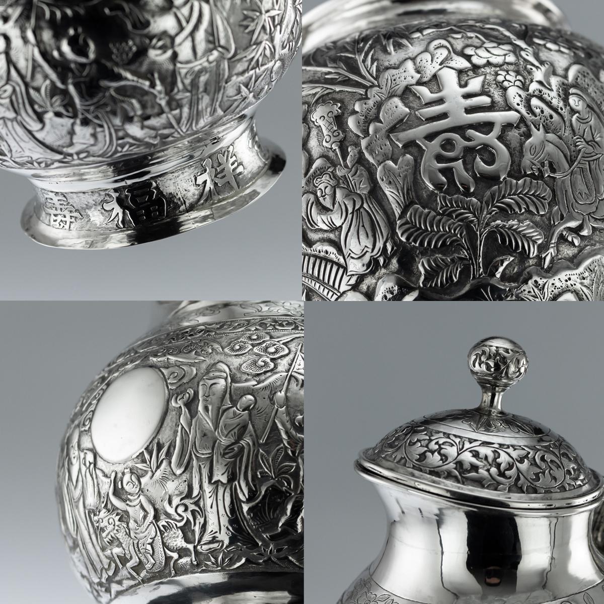 19th Century Chinese Exceptional Solid Silver Tea Service, Hong Kong, circa 1890 7