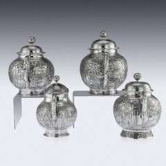 19th Century Chinese Exceptional Solid Silver Tea Service, Hong Kong, circa 1890