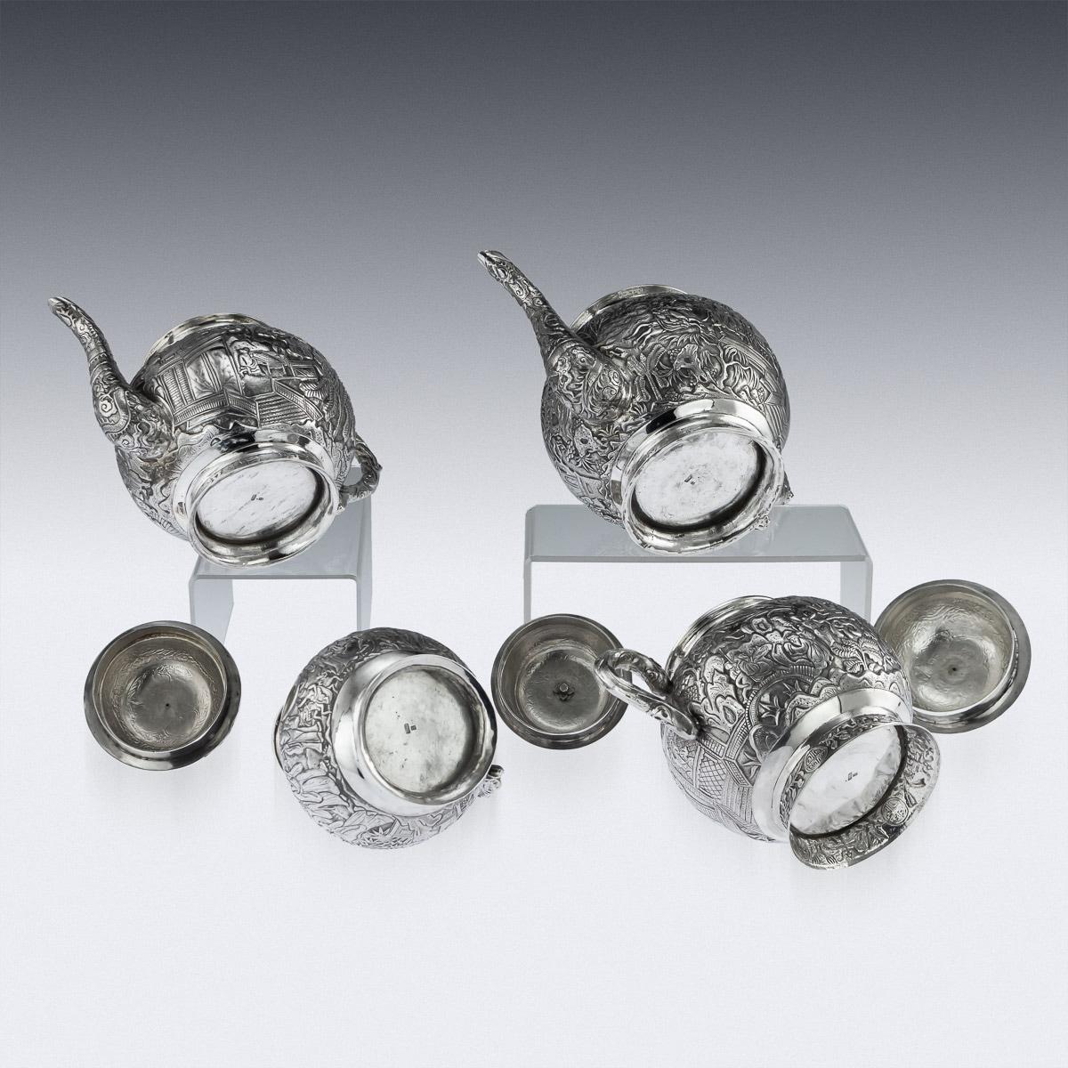 19th Century Chinese Exceptional Solid Silver Tea Service, Hong Kong, circa 1890 1