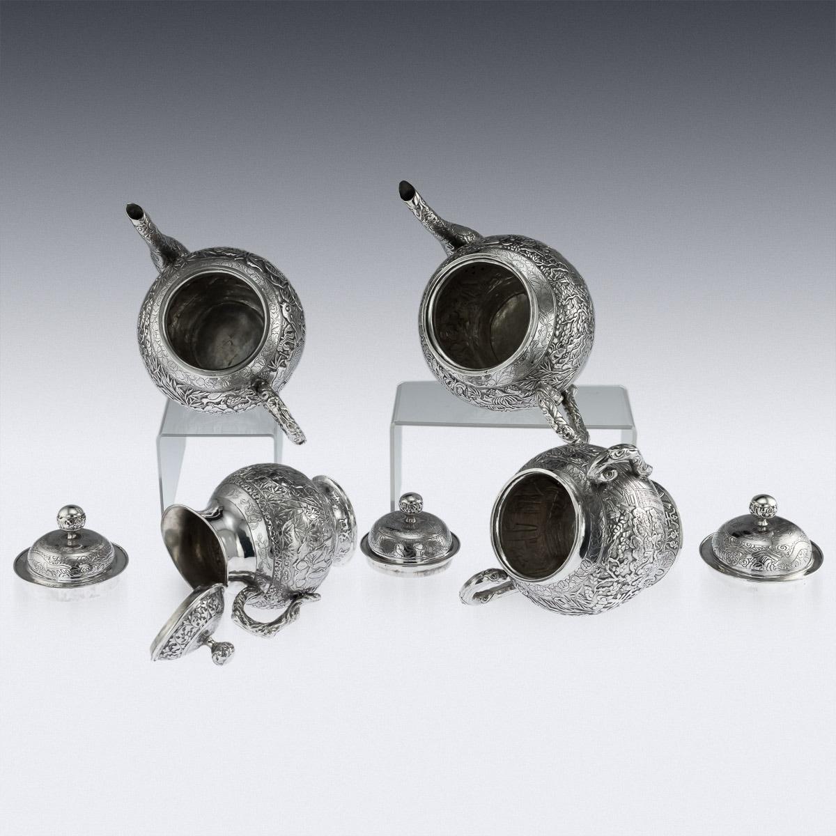 19th Century Chinese Exceptional Solid Silver Tea Service, Hong Kong, circa 1890 2