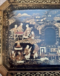 19th-Century Chinese Export Black and Gilt Lacquer Wood Box