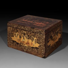 Rare 19th Century Chinoiserie Black Lacquer Box, c. 1850