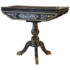 19th Century Chinese Export Black Lacquer, Gilt and Figural Painted Game Table