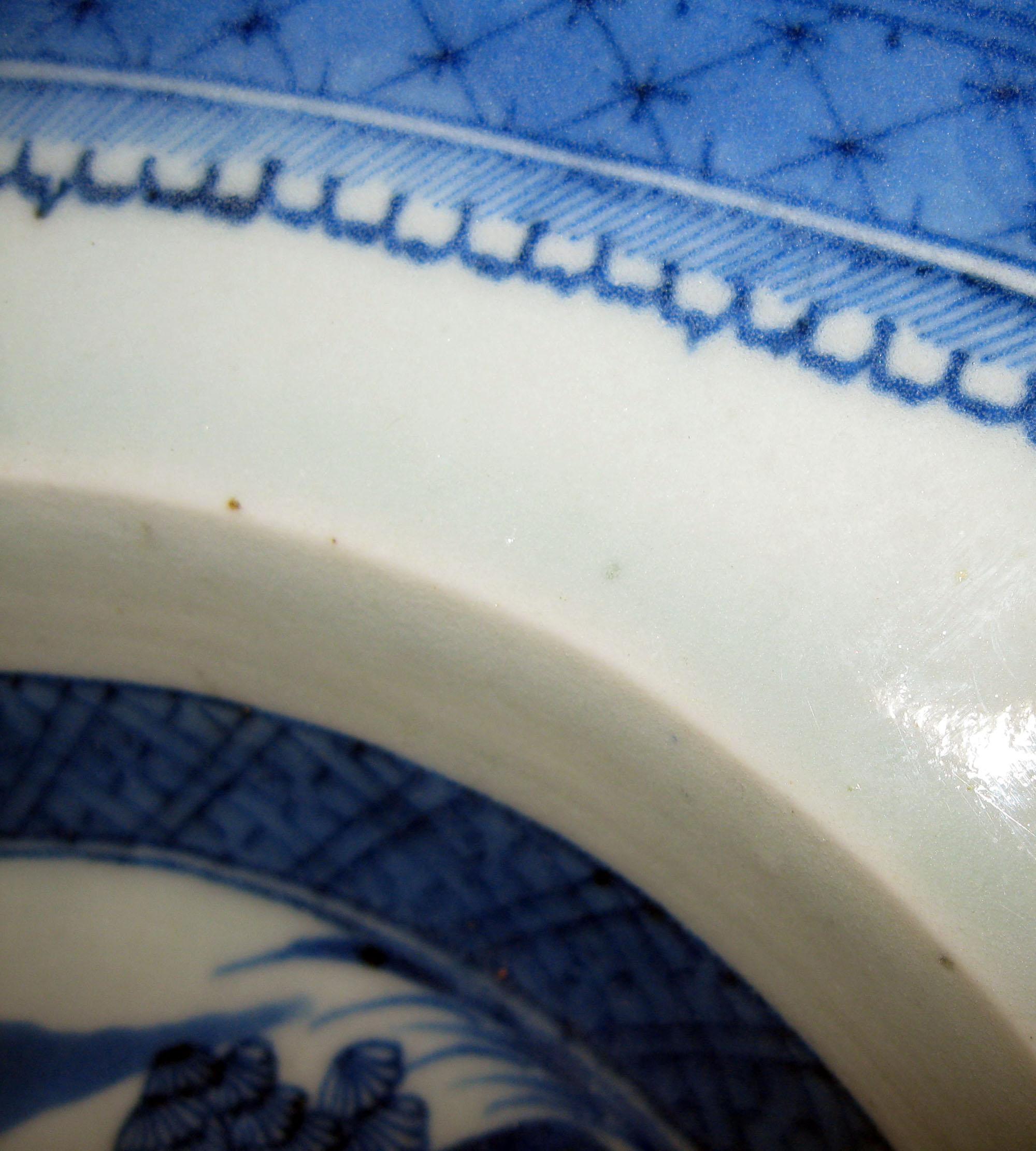 Early 19th Century 19th century Chinese Export Blue and White Canton Ware Deep Platter