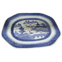 19th Century Chinese Export Blue and White Canton Ware Platter