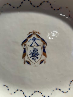 19th Century, Chinese Export Blue & White Armorial Pierced Platter