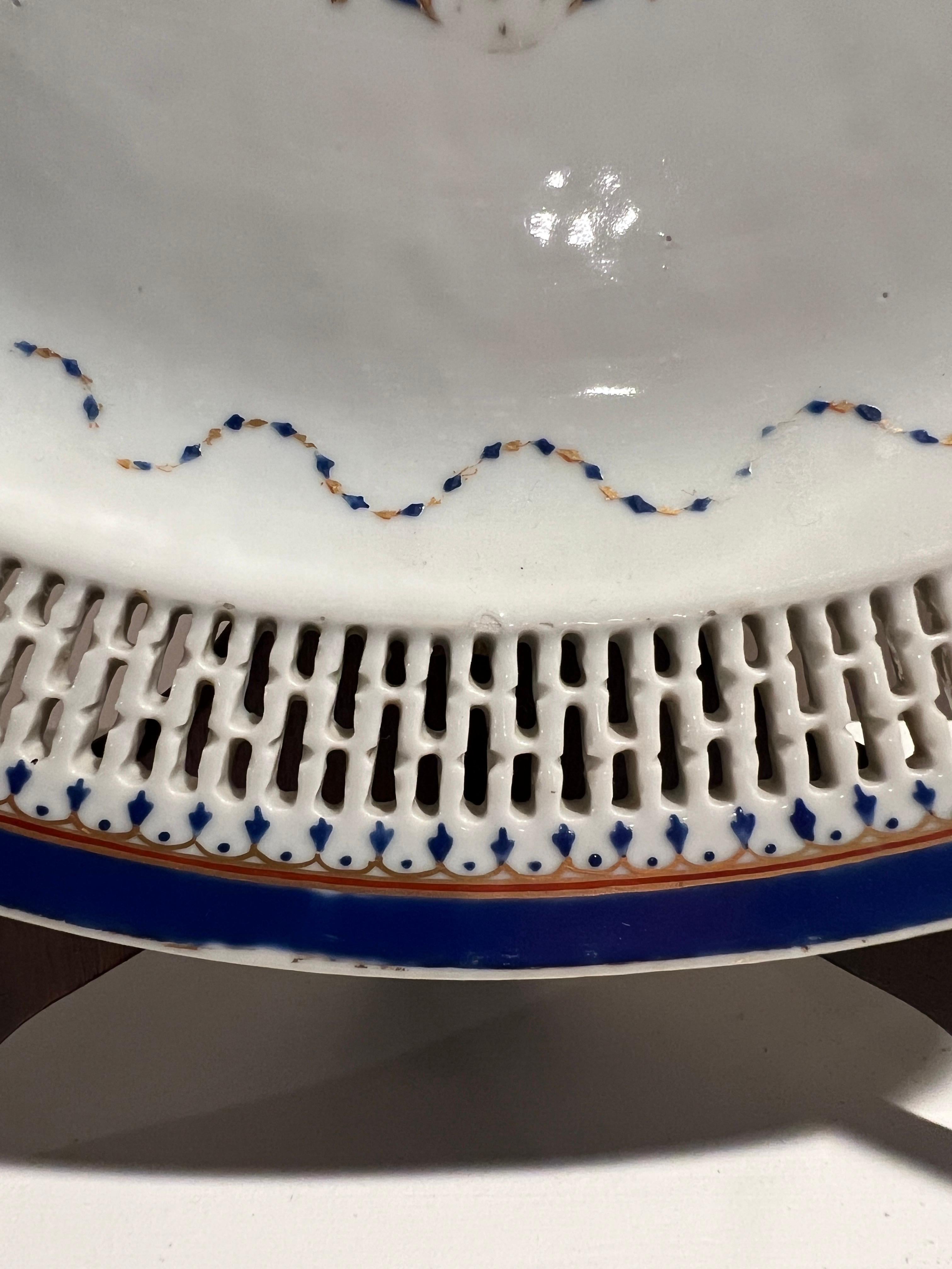Porcelain 19th Century, Chinese Export Blue & White Armorial Pierced Platter