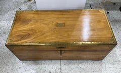 19th Century Chinese Export Campaign Style Camphor Wood Trunk with Drawer & Tray