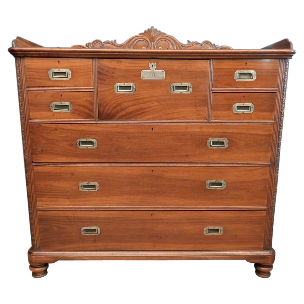 19th Century Chinese Export Camphor Wood Secretaire Chest