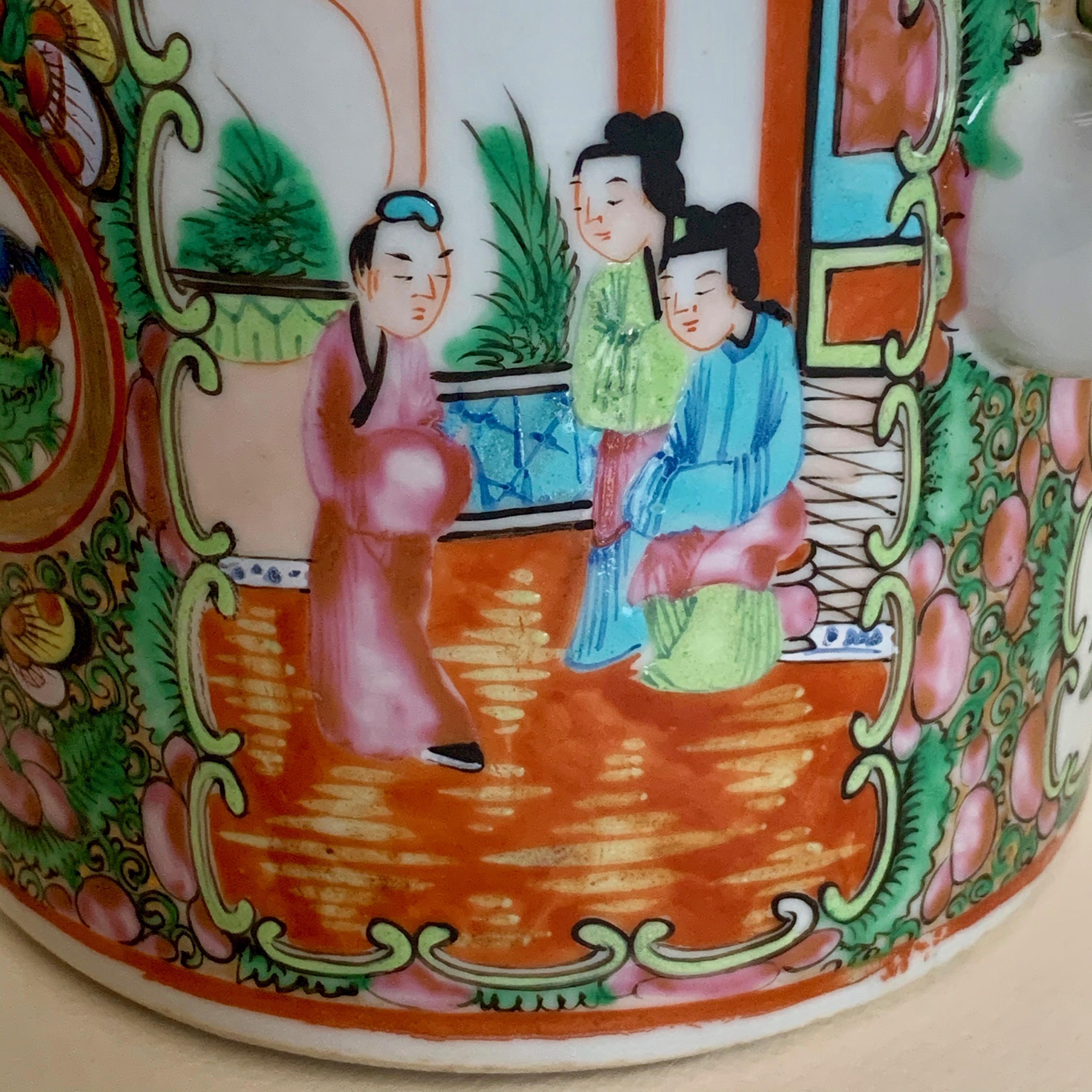 19th Century Chinese Export Canton Famille Rose Medallion Teapot For Sale 8