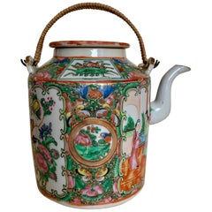 19th Century Chinese Export Canton Famille Rose Medallion Teapot